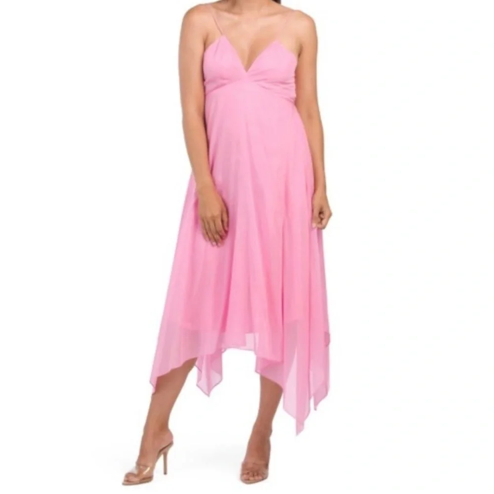 REBECCA TAYLOR Flamingo Pink Handkerchief Dress sz 12 NWT! - Picture 1 of 8